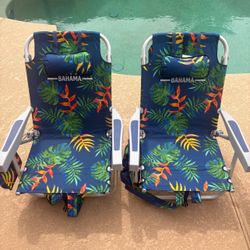 Tommy Bahama Backpack Beach Chair Green Leaves 2-Pack New In Box