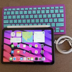  iPad Mini 6th Generation 64Gb pink Zagg Keyboard, Pen, Case, earphone  and Charger 
