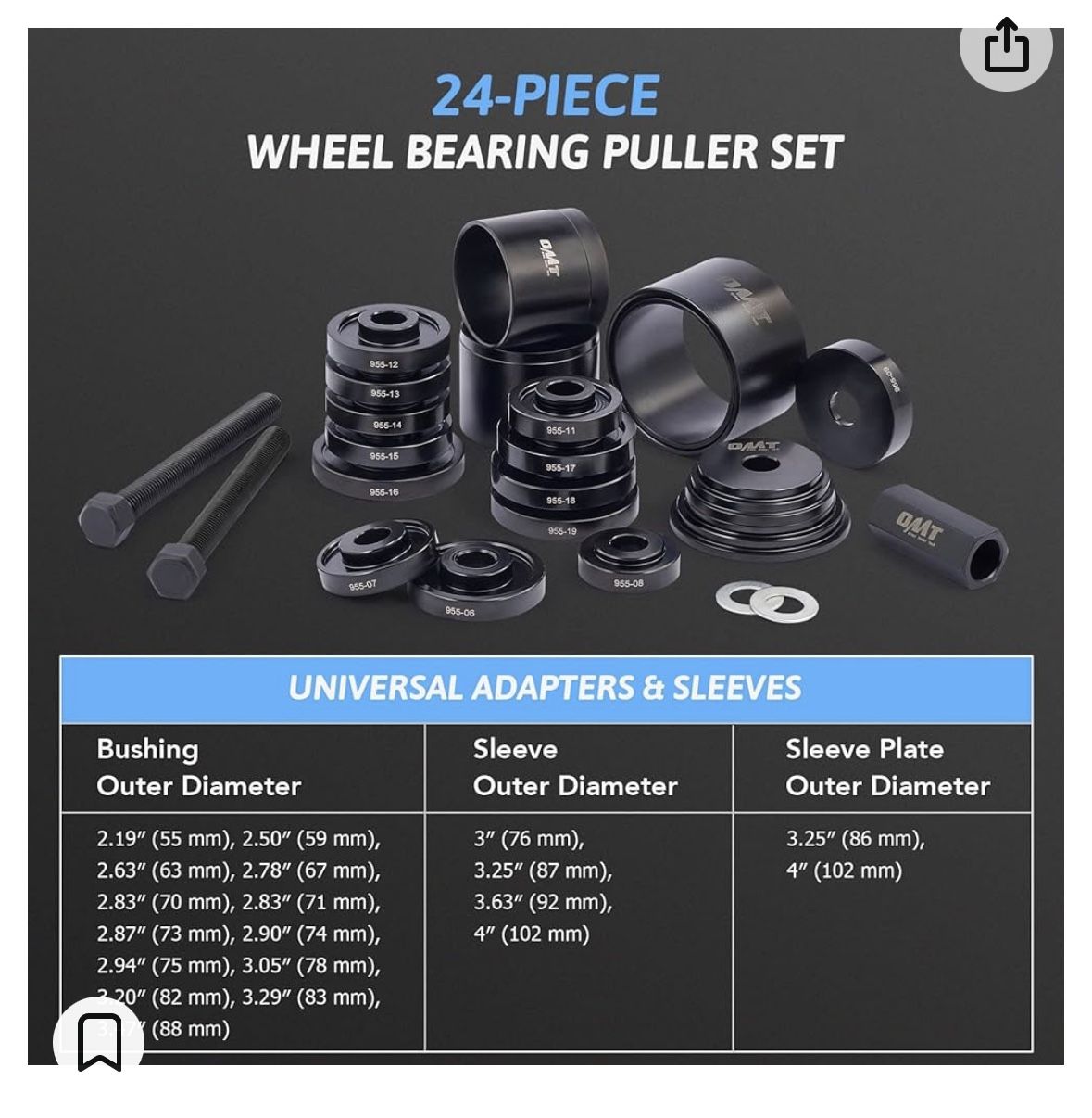 Orion Motor Tech Wheel Bearing Press Kit for Front Wheel Drive Bearing