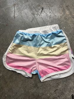 Pastel Striped Athletic Shorts