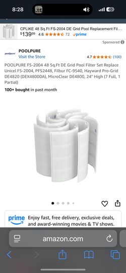 POOLPURE FS2004 48 square feet grid pool filter 