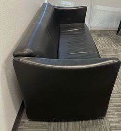 Vintage Mid Century Modern Paoli Arm Guest chairs Chairs W/ Black Leather Upholstery / sofa couch