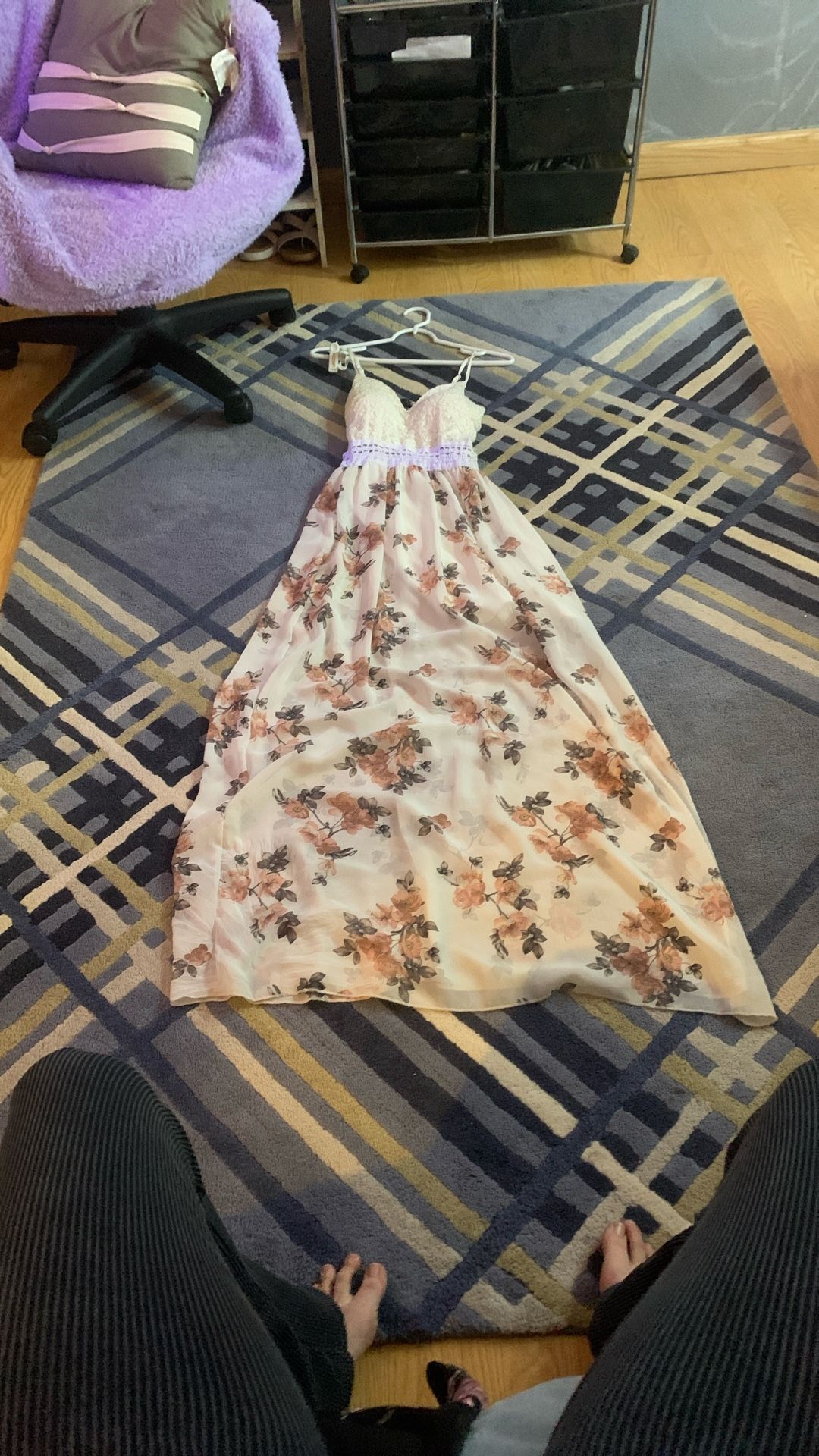 Long satin and lace sundress