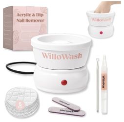 Willowash Electric Nail Soaking Bowl – Acetone-Proof Acrylic Nail Remover Kit for Home – Dip Powder & Acrylic Soak Off Bowl – 100% Pure Acetone Warmer