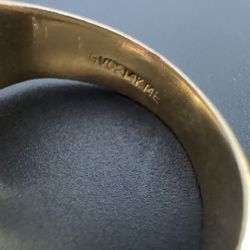 14k Gold Ring W/ Red Ruby, White Diamonds Size 7-7.5