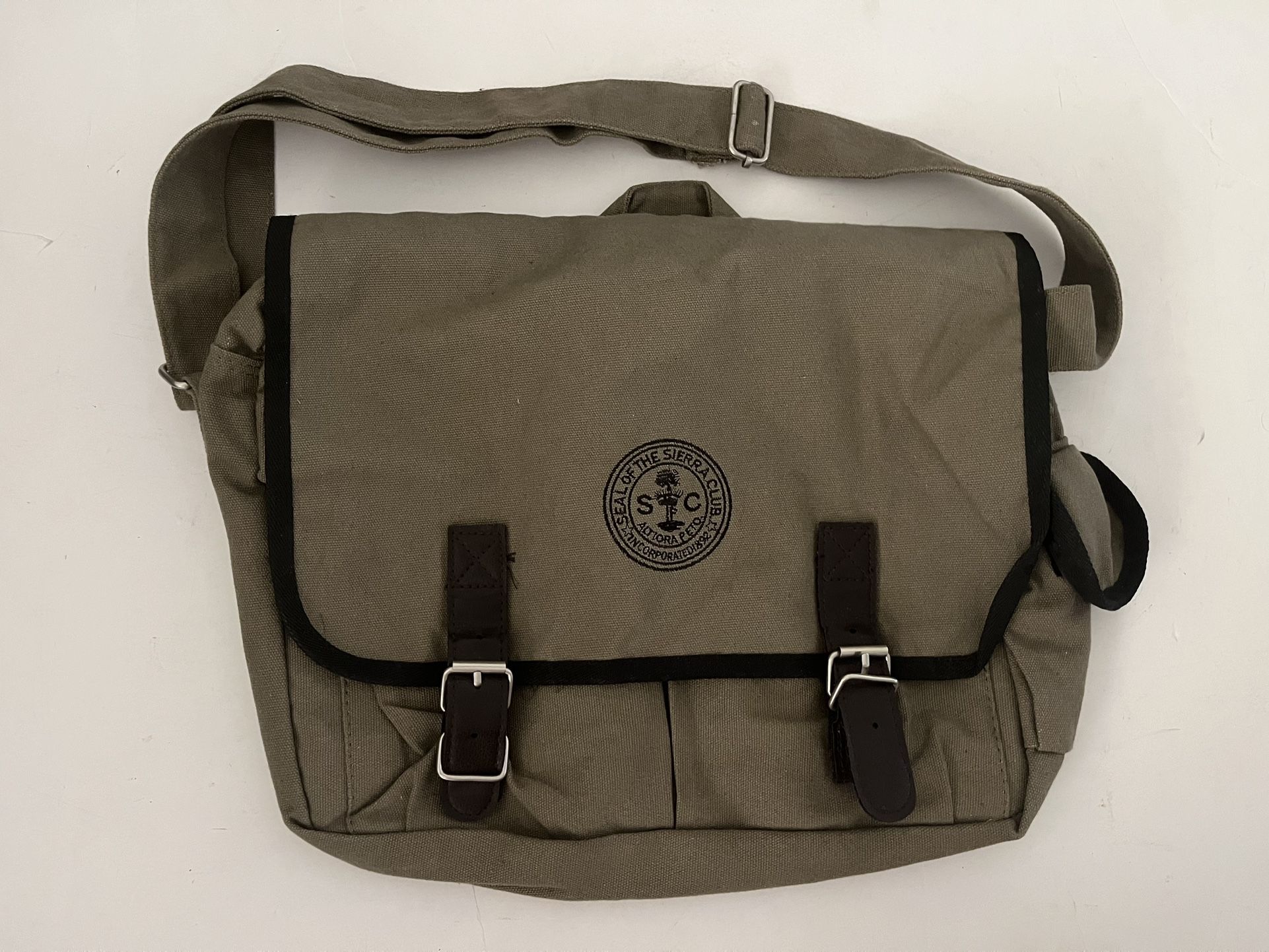Excellent Vintage Green Sierra Club Canvas Messenger Bag Crossbody Satchel