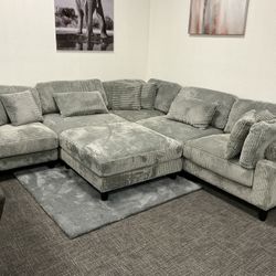 Gray Corduroy Modular Sectional (FREE DELIVERY)