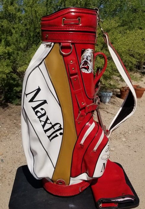 VINTAGE Maxfli Pro Model Leather Golf Tour Bag - 6 Way Devider