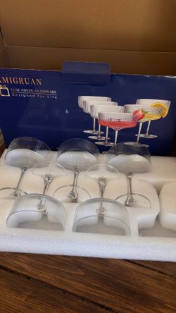 Ribbed Coupe Glasses – Set of 5 (11oz)