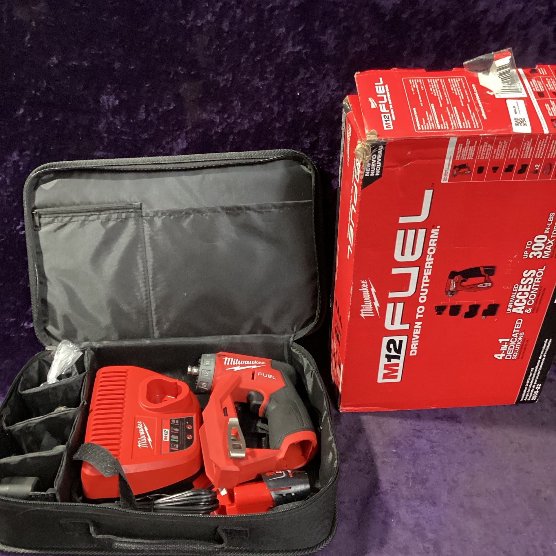 🧰🛠Milwaukee M12 FUEL Brushless 4-in-1 Installation 3/8” Drill Driver Kit w/(1)2.0 Batt/Charger!-LIKE NEW!-$140!🧰🛠