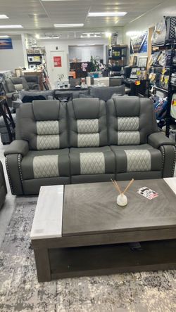 Sofa and loveseat, two tone leather