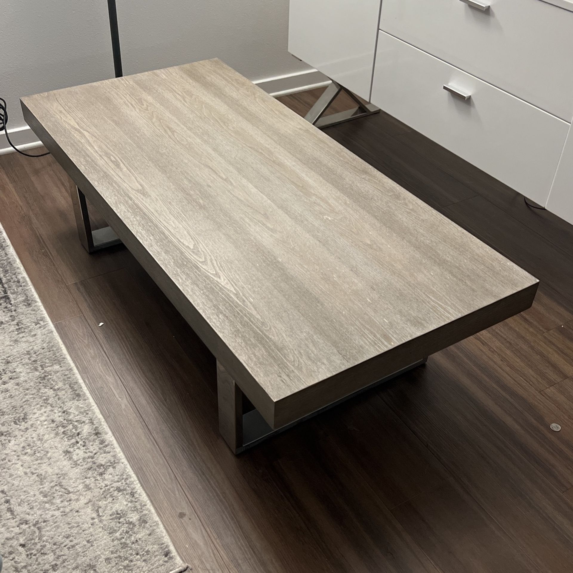 Hardwood And Chrome Leg Coffee Table