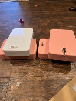 Pink Metal Cash Box Set of Two
