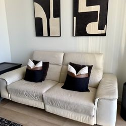 Pearson White Leather Reclinable Sofa 