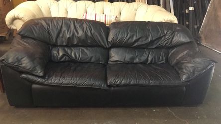 Black leather sofa
