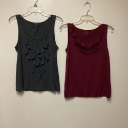 Women’s EXPRESS & LOFT Sleeveless ruffled Front tops… Size-small