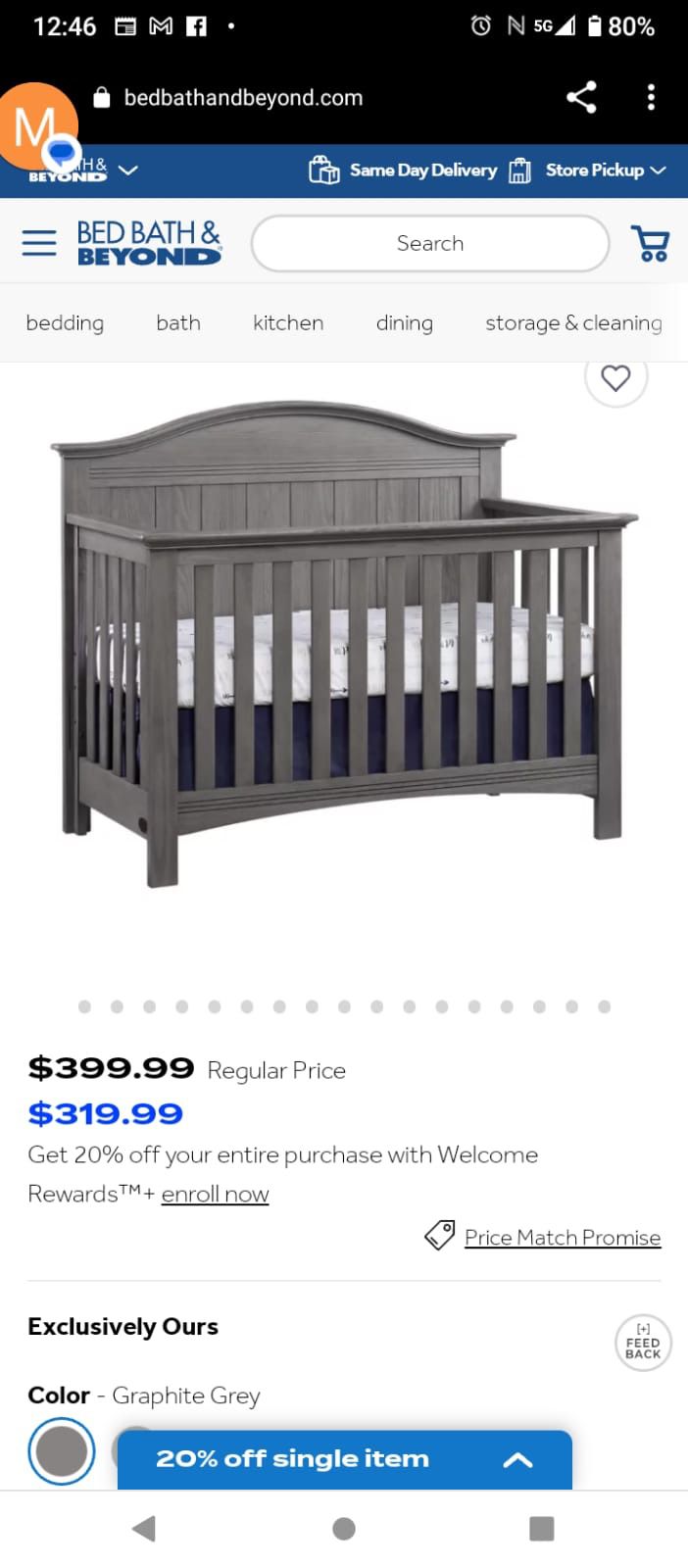 Soho Baby Chandler 4-1 Crib Gray Small Nicks Mauve Color