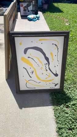 Large Mid Century Framed Art Deco 