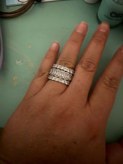 New Moissanite silver plated 3 set ring with 1 carat earrings