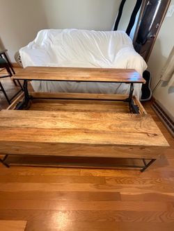 Wood Top Coffee Table with Metal Frame