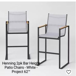 Brand New Hennings 2 Pk Bar Height Patio White Chairs Project 62