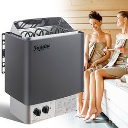 Sauna Heater, 4KW 110V Electric Sauna Stove with Bracket, Adjustable Temp & 3H Timer Dry Sauna Heater for Max 177 Cu.ft Saunas Rooms, Home Sauna, Comm