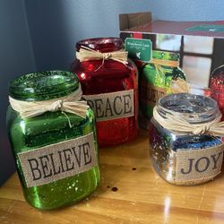 Christmas Candle Holder Jars