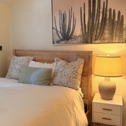 Queen Bed Frame - Solid wood - Beach wood finish 
