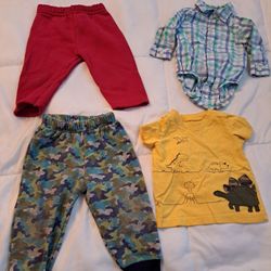Baby Boys Size 6 Months & 6/9 Months Pants Shirt Romper Clothing Bundle