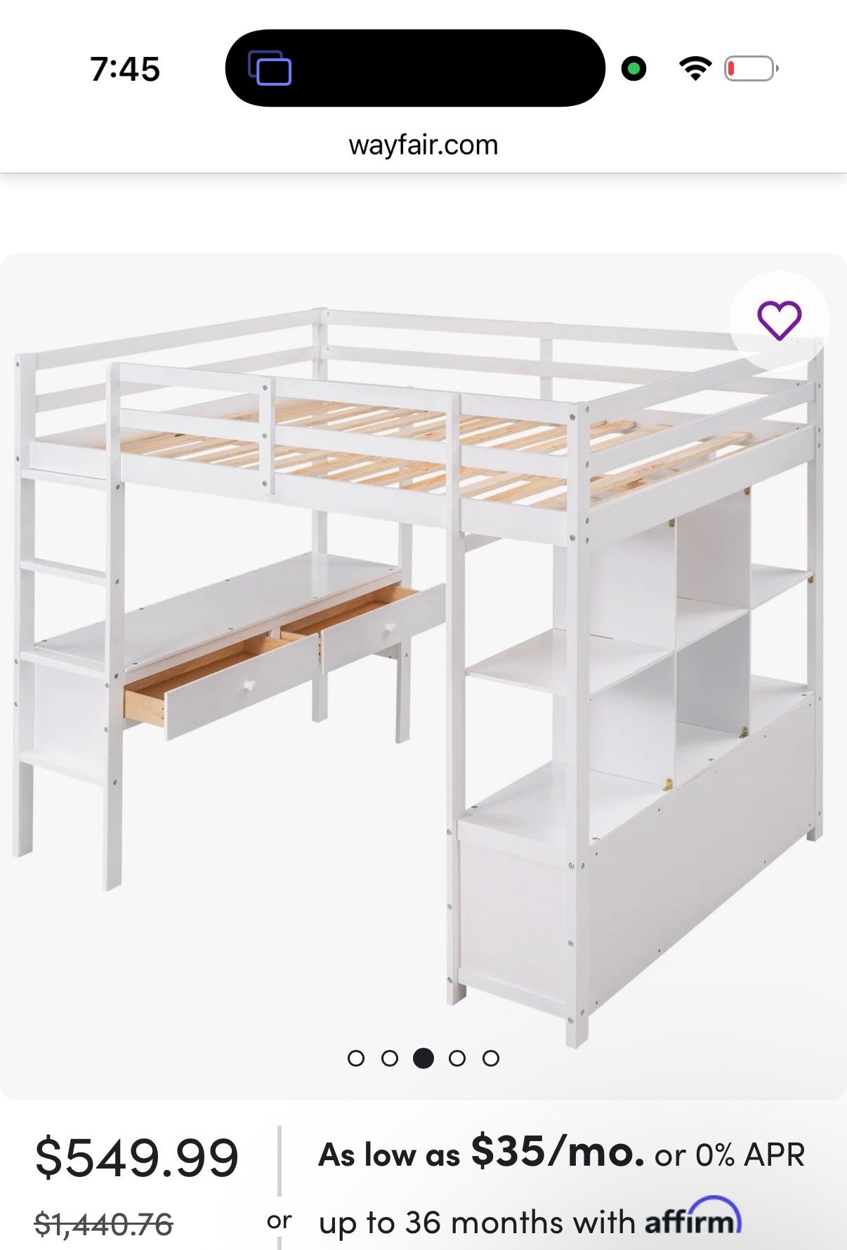 White loft bed wood - fairly new!