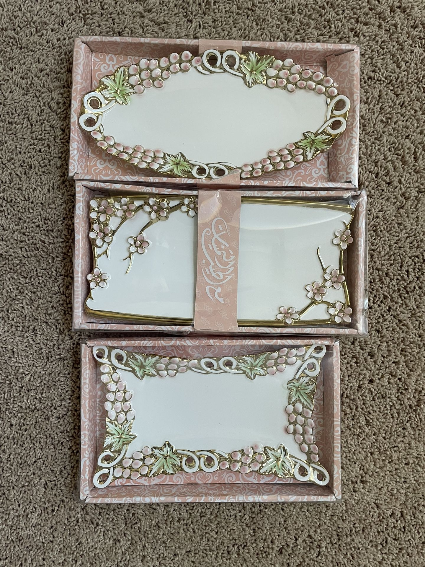 Designs Ceramic Serving Platter Dish Trinkets Floral Design