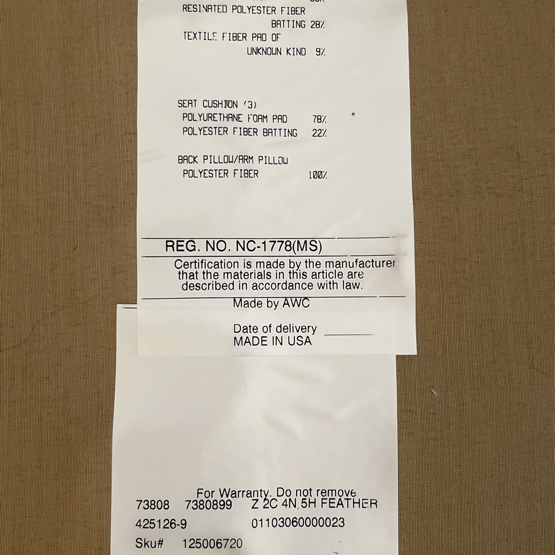 Haverty’s Norfolk Sectional Sofa Linen 3 Piece Used Excellent