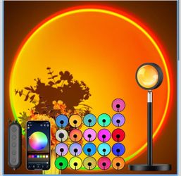 🌼 Sunset Lamp Projector with APP and Button Control, Multicolor Changing Projection Light Sunlight Lamp for Bedroom, Photography, Party, Tiktok Live,