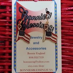 !!FREE PATRIOTIC RED WHITE and BLUE FLAG, HEART or STAR EARRINGS!!