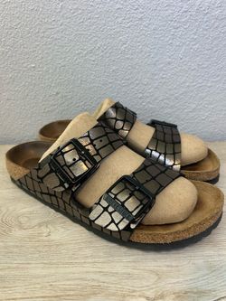Birkenstock Gator Gleam Arizona Black Sandals Shoes Womens Sz 8 EU 38 Germany