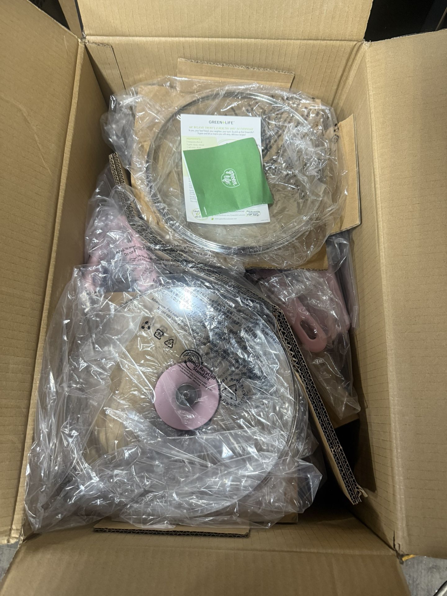 GreenLife 18 Piece Soft Grip Toxin Free Healthy Ceramic Non Stick Cookware Set Pink Dishwasher Safe