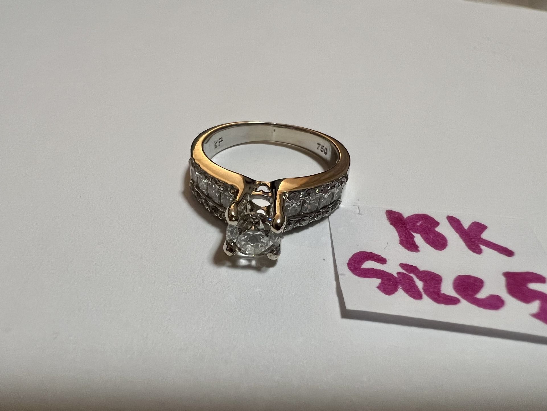 18K Solid White Gold Wedding Ring NATURAL DIAMONDS 💎 STONES Size 5.5