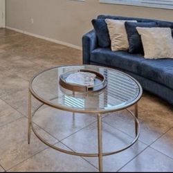 Gold/glass Round Coffee Table