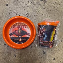 3D Iron Man Bowl And Cup With Straw 