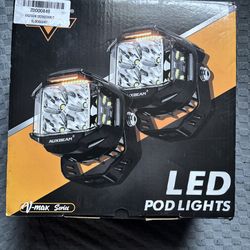 AUXBEAM 4'' 92W Side Shooter LED Cube Pods Driving Lamp Work Light Bar Amber DRL