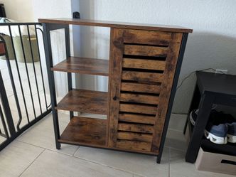 Brown Black industrial style storage cabinet