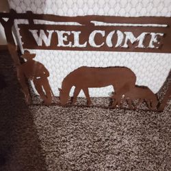 Cowboy Welcome With Horses Metal