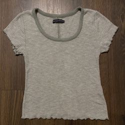 Women’s Abercrombie & Fitch Sage Green Waffle Crop Top XS