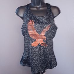Harley-Davidson tank top small dark gray with leopard print & orange eagle graphic on front with the Harley logo