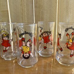 Vintage Retro 80s Set of 4 Cabbage Patch Drinking Glasses
