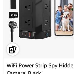 WiFi Power Strip Spy Hidden Camera, Black