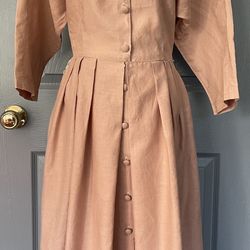 Nilani Vintage Ramie/ cotton embroidery Floral cut work buttons front dress.
