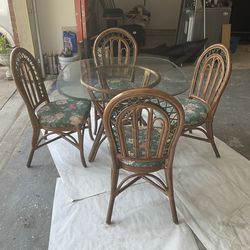 Bamboo Dining Glass Table & Chairs