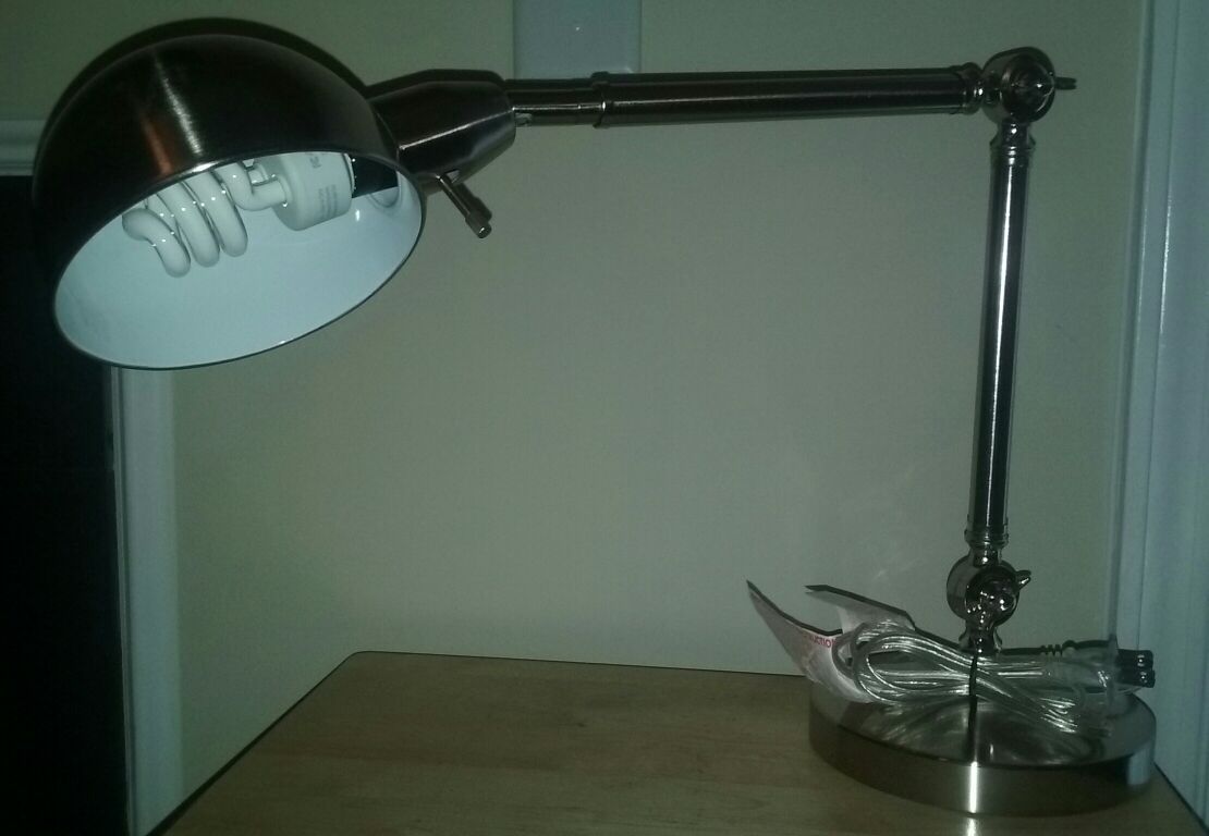 VTG Stainless Steel Metal Desk Adjustable Lamp Steam Punk Over Head Lamp