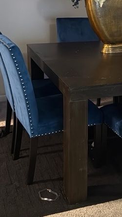 Blue Velvet Dining Chair with Studs